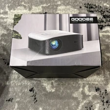 GooDee Smart 4K Projector with 5G WIFI and Bluetooth, White And Black Open Box