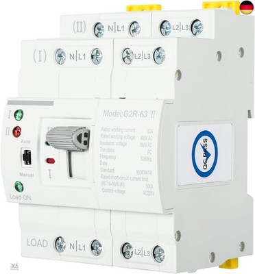 DEWIN Automatischer Transferschalter, ATS G2R 4P 63A DIN-Schiene Dual Power