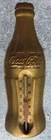 Vintage Coca Cola Bottle Thermometer Gold Metal Tin Coke 7" - USA Made