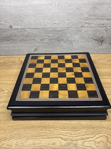 Inlaid Burl Wood Chess Board Game Set with Metal Chess Pieces - Picture 5 of 7