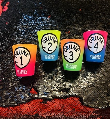 Drunk Shot Glass Rainbow Colorful Set of 4, Bar Ware, Blue Seas Trading Co.
