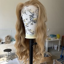 Daily Wear Mixed blonde Frontal Lace Wigs Synthetic Hair Long Wavy Heat Friendly