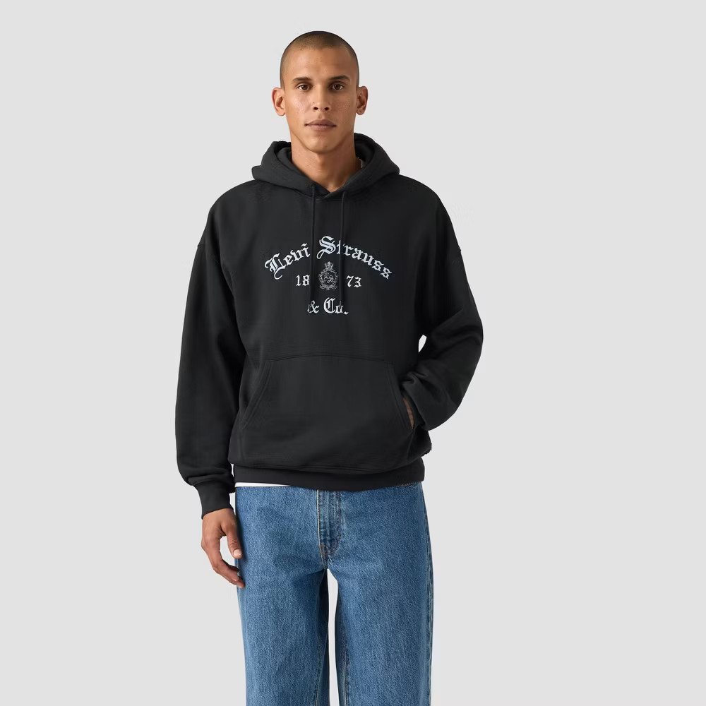 Levis Mens Relaxed Fit Pullover Hooded Sweatshirt - Black M 4390₽