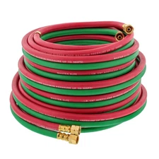 Master 25ft Oxygen Acetylene Hose Twin Welding Hose Set 1/4" B Fittings 9/16”-18