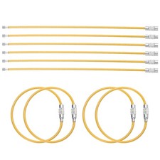 10pcs Wire Keychain Cable 6" Coated 2mm Stainless Steel Key Ring Yellow