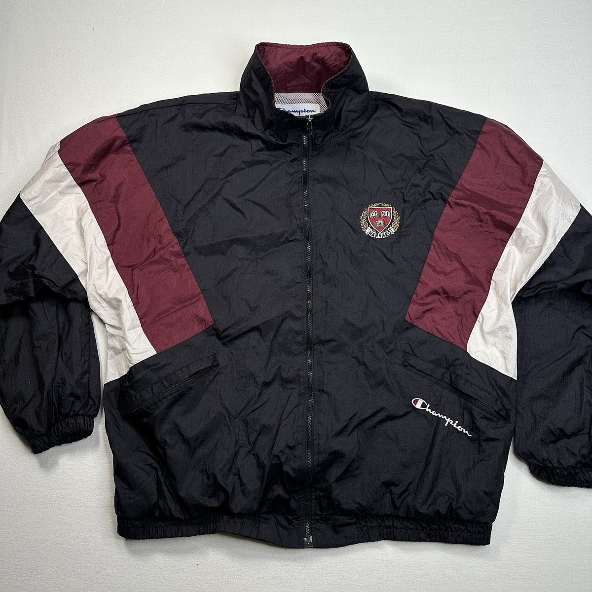 VTG Champion Harvard University Windbreaker Jacket Warmup Large | eBay