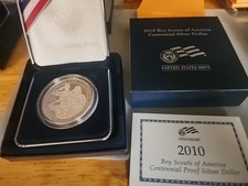 2010 P Boy Scouts of America Centennial Silver Dollar Proof Box & COA