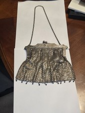 Antique 1920s Flapper Mesh Evening Purse   G. Silver German Silver With Chain
