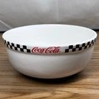 VTG Coca-Cola Gibson Bowl White Ceramic Checkered Rim Retro Diner 2002 6 Inch