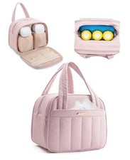 Quilted Wearable Breast Pump Bag with Cooler Compartment, Wearable Pump Pink