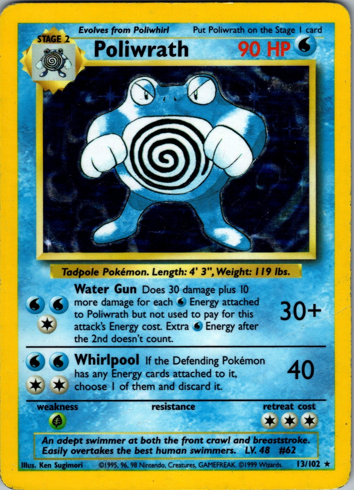 Poliwrath 13 102 Base Set Holo 1999 WOTC Pokemon Card