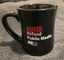 LAist "Defunded, Not Defeated" Mug - DEFEND Public Media - Made in USA Rare NPR
