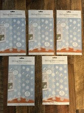Snowflake White Silver Hanging Decorations Shiny 7' Long x 30 Pc. Winter Decor