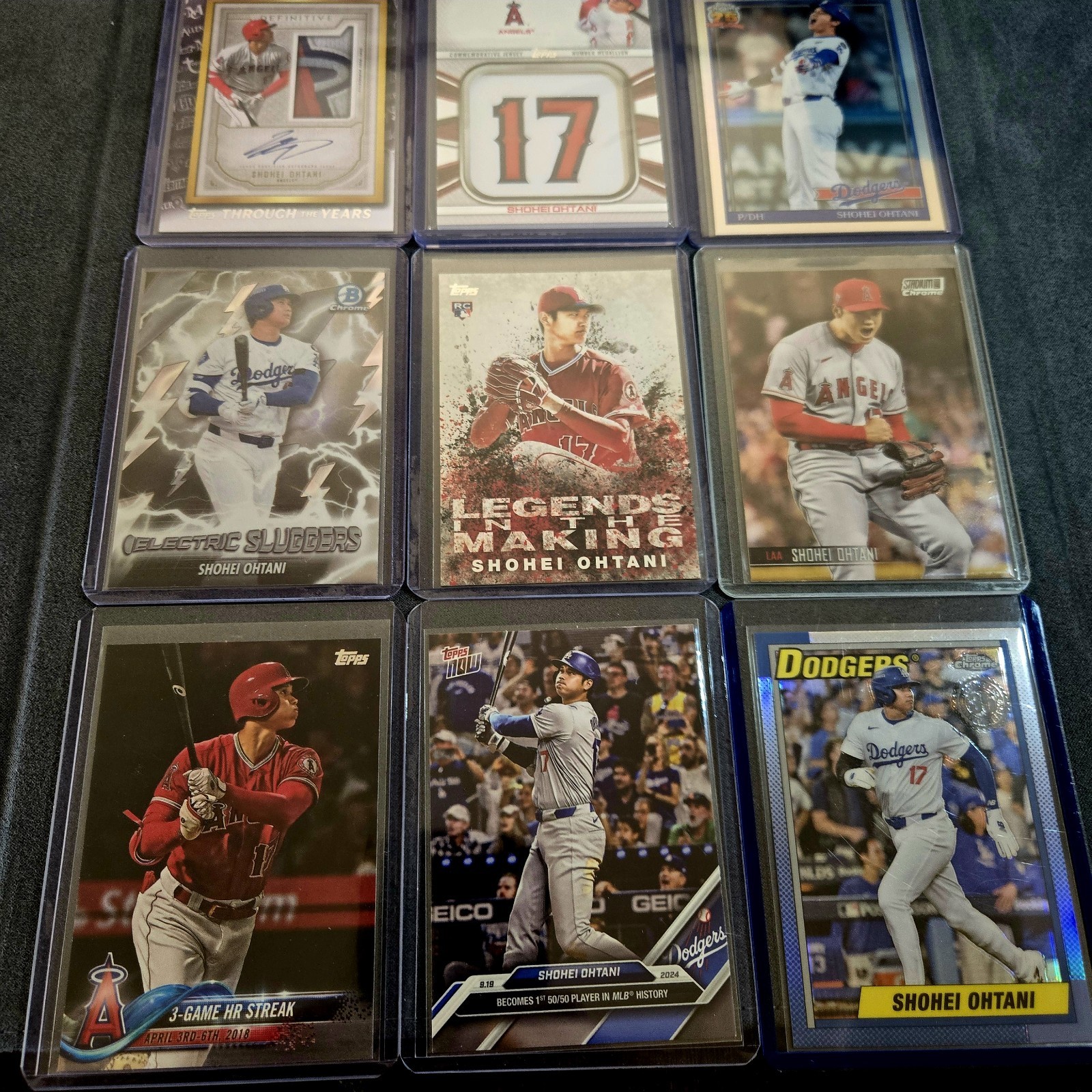 Shohei Ohtani Topps Lot Bowman Chrome, Stadium Club PATCH, REPRINT AUTO, RC CARD view 2