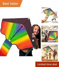 Classic Rainbow Kite - 42" Easy Assembly for Kids  Adults - Perfect for Beaches