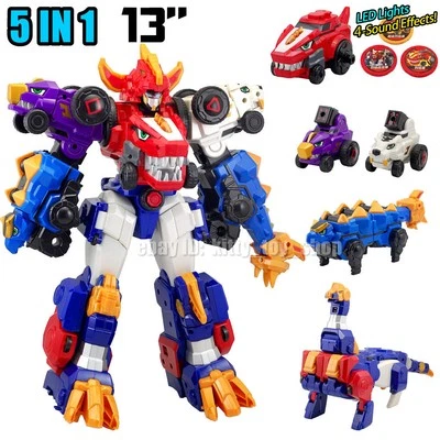 LDCX Dino Core Golden Ultimate D-Buster Tyranno Figure 7 in 1 Dinosaur Robot Combiner