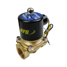 HFS(R) 12V Dc 3/4" Electric Solenoid Valve Water Air Gas, Fuels N/C - Brass