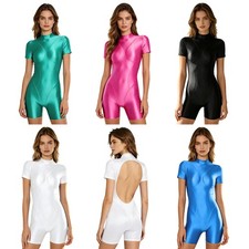 Women's Bodysuit Pool Swimsuit Sports Swimwear Zip Up Romper UPF50 Leotard