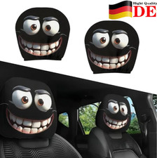 2 Stück Lustige Cartoon Auto Kopfstützenbezüge, süße lustige Cartoon Augen Auto+