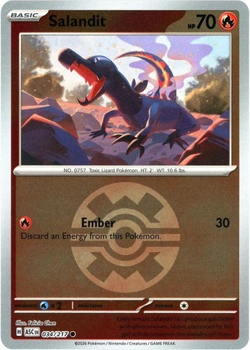 Salandit (Quick Ball) 034/217 Reverse Holofoil ME: Ascended Heroes NM