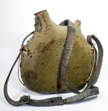 Gourde Militaire Française Bidon Modèle 1877 WW1 / WW2 Avec étiquette nominative