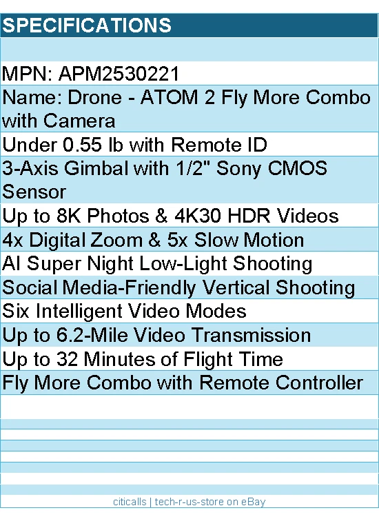 Potensic APM2530221 Drone - ATOM 2 Fly More Combo with Camera Retail - Image 4 of 4