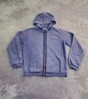 Lacoste Youth Boys Size 10 Blue Alligator Crocodile Logo Hooded Jacket C24-43