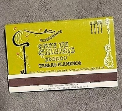 VINTAGE MATCHBOOK Cafe De Chinitas Restaurante Madrid, Spain Tablao Flamenco NEW
