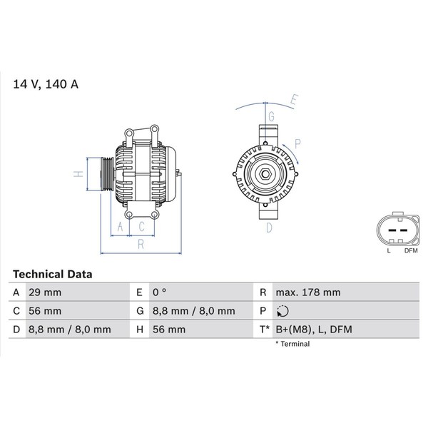 Drehstromgenerator Bosch 0 986 046 180-image