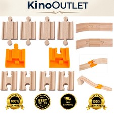 8-Piece Wooden Train Track Adapters for Thomas, Brio Chuggington Sets
