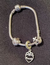 Pandora Bracelet With 3 Charms Approximately 16cm