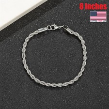 925 Sterling Silver 4mm Rope Bracelet for Men Women &ndash; USA Free Shipping