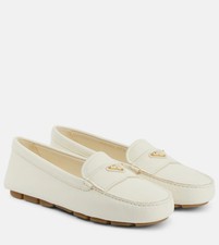 PRADA Women  s Leather Driving Loafers Drivers In White Size 38/8