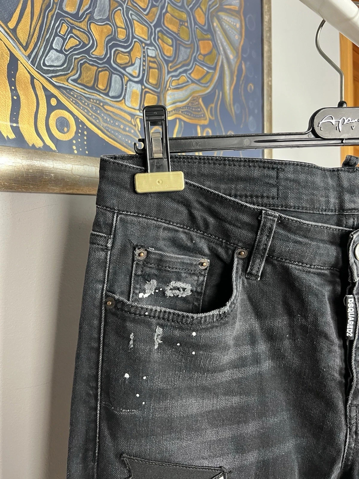 Dsquared2 Slim Jean Patchwork Black Distressed De… - image 8