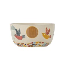 Bloomingville MINI Colorine Schale mit Vogelmotiv, Steingut, Kinderschüssel