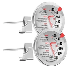 AWLKIM 2 Pack Stainless Steel Meat Thermometer, Safe Leave in Oven, 2.5-in Ex...