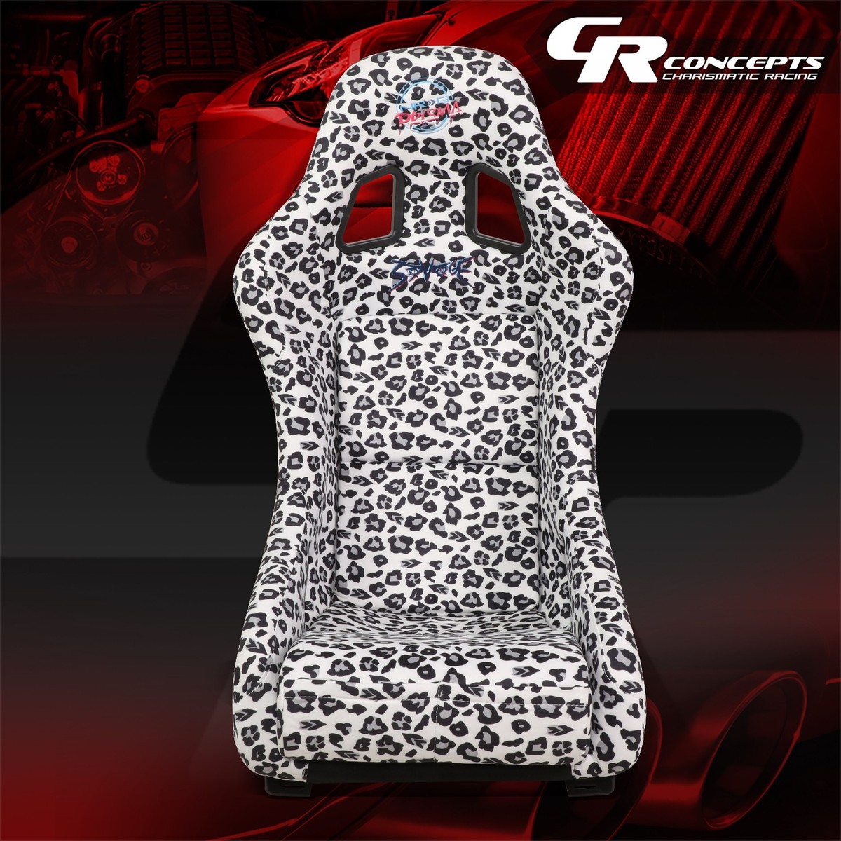NRG INNOVATION WHITE SAVAGE LEOPARD FABRIC PRISMA FIXED BACK