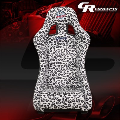 NRG INNOVATION WHITE SAVAGE LEOPARD FABRIC PRISMA FIXED BACK