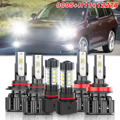 For Toyota Highlander 2012-2013 Combo LED Headlight Hi/Lo Beam + Fog Light bulbs
