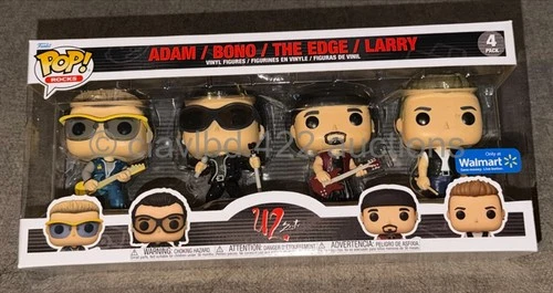 Funko POP!  U2 Zoo TV: Adam Bono The Edge & Larry - 4Pack Walmart Excl Rocks