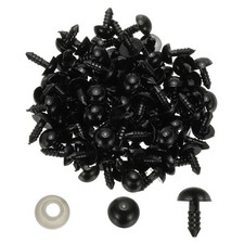 150 Set 10mm Safety Eyes Plastic Craft Eyes with Washers Black