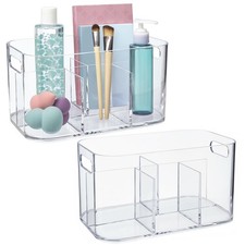 Bliss 5-Compartment Plastic Cosmetics Storage Organizer, Set of 2  Clear  R...