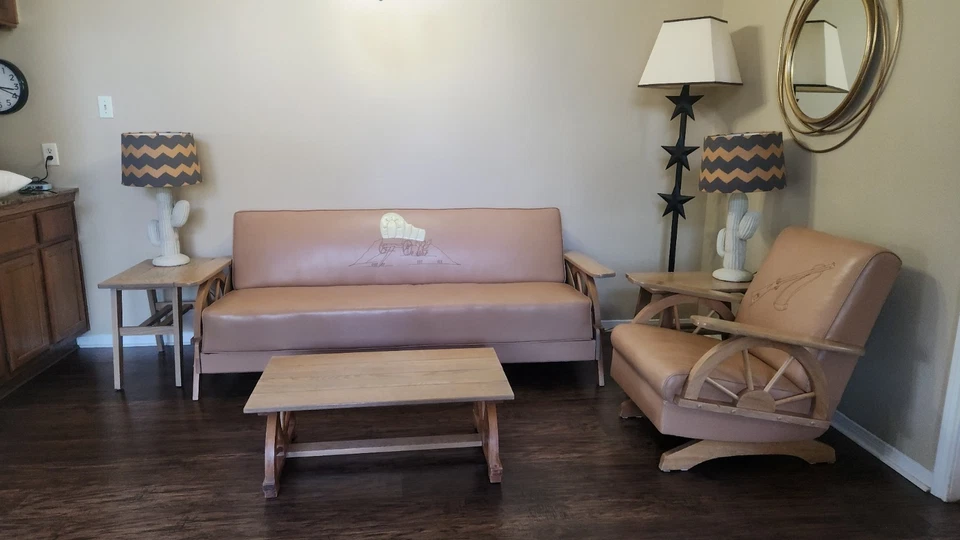 Mid-Century Wagon Wheel Furniture Set (1940's - 1950's) - Image 2 of 4