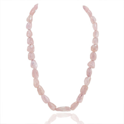 BEST QUALITY EVER 387.00 CTS NATURAL FACETED PINK ROSE QUARTZ BEADS NECKLACE
