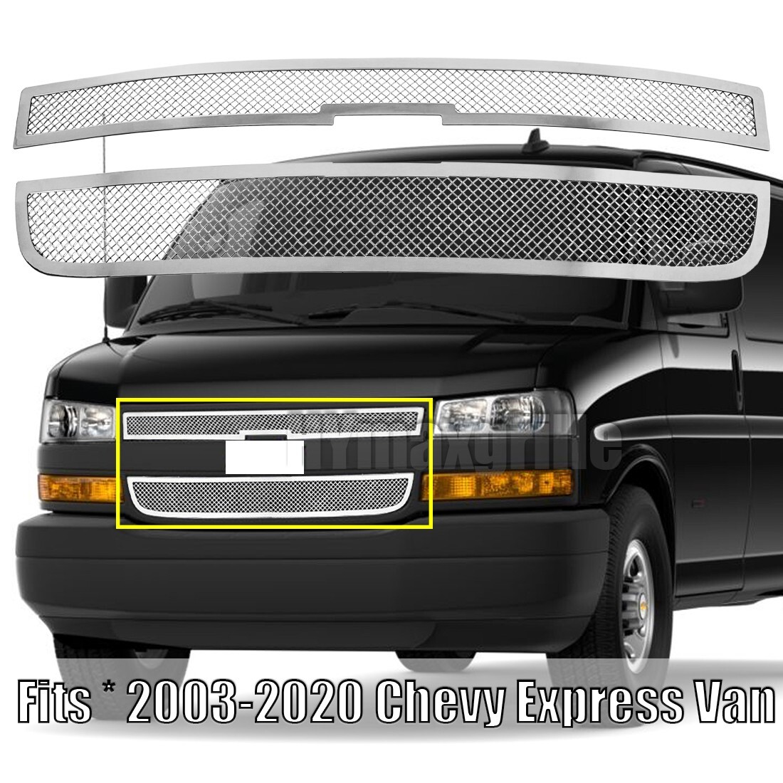 Front Main Upper Grille Fits 2003-2020 Chevy Express Van Chrome