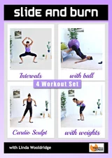 Gliding Disc Sliders Workout DVD Barlates Body Blitz SLIDE AND BURN 4 Workouts