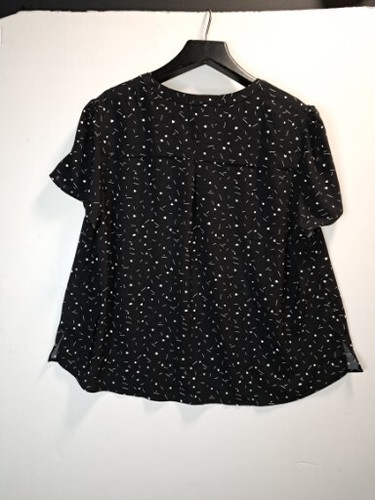 Hilary Radley Womens V-Neck XXL Printed Blouse 2X Black Plus Short Sleeve  - Bild 7 von 7