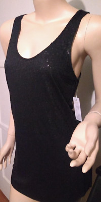 VELVET Graham & Spencer Women's Ellia Black Sequin Front Top Tee  Blouse Sz. M