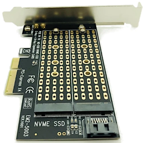 M.2 NGFF to Desktop PCIe x4 x8 x16 NVMe SATA Dual SSD PCI Express Adapter Card - Picture 6 of 9