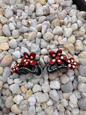 Hand Painted Hair Clip - Two Red Flowers